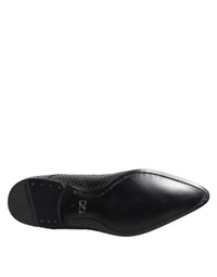 Black Exotic Leather Lace Up Derby Shoes