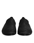 Black Floral Brocade Loafers Men Dress Shoes