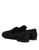 Black Floral Brocade Loafers Men Dress Shoes