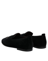 Black Suede Cross Slip On Loafers Dress Shoes