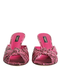 Pink Leather Heels Slides Sandals Shoes