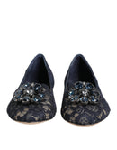 Blue Taormina Lace Crystals Flats Shoes