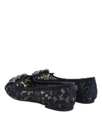 Blue Taormina Lace Crystals Flats Shoes