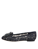 Blue Taormina Lace Crystals Flats Shoes