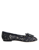 Blue Taormina Lace Crystals Flats Shoes