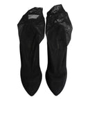 Black Silk Stretch Mesh Sock Boots Shoes