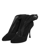 Black Silk Stretch Mesh Sock Boots Shoes