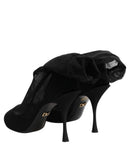 Black Silk Stretch Mesh Sock Boots Shoes