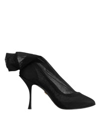 Black Silk Stretch Mesh Sock Boots Shoes