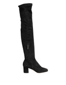 Black Suede Leather Knee High Boots Shoes