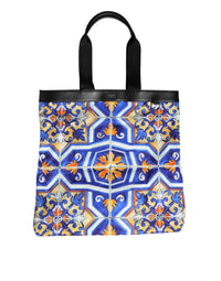 Multicolor Maiolica Print Tote Shoulder Strap Bag