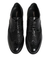 Black Leather Floral Lace Dress Formal  Shoes