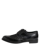 Black Leather Floral Lace Dress Formal  Shoes