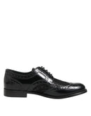 Black Leather Floral Lace Dress Formal  Shoes