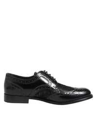Black Leather Floral Lace Dress Formal  Shoes