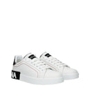 White Leather Low Top Sneakers