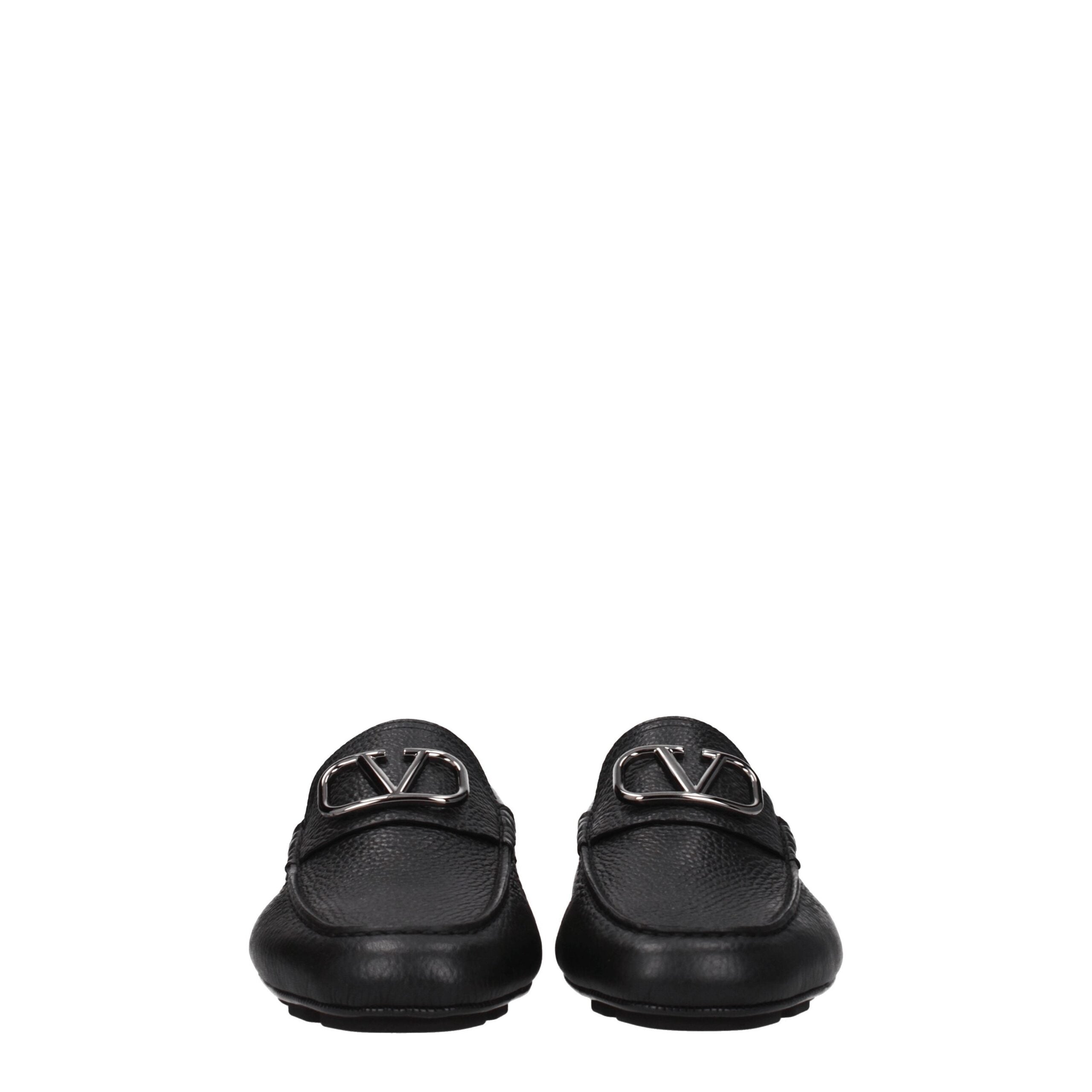 Black Leather Slip-On Loafers
