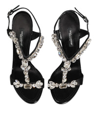Black Keira Crystals Heels Sandals Shoes