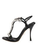 Black Keira Crystals Heels Sandals Shoes