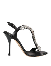 Black Keira Crystals Heels Sandals Shoes
