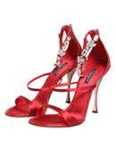 Red Satin Crystals Keira Sandals Heels Shoes