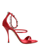 Red Satin Crystals Keira Sandals Heels Shoes