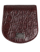 Burgundy Exotic Skin Coin Condom Case Holder Pocket Wallet