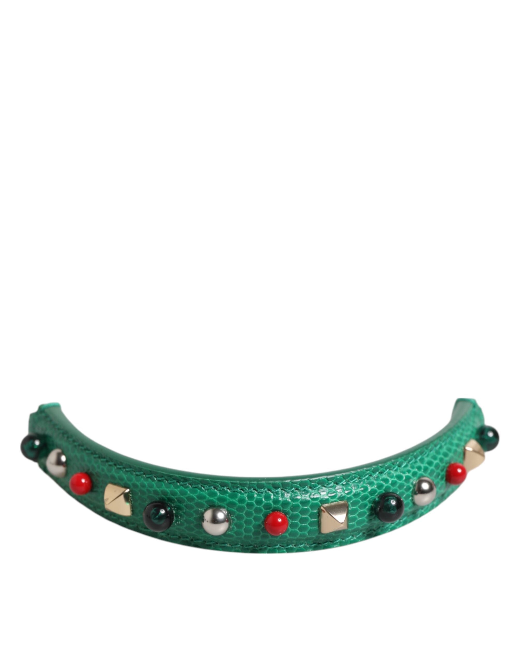 Green Embellished Leather Bag Handle Women Shoulder Strap