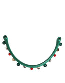 Green Embellished Leather Bag Handle Women Shoulder Strap