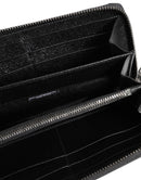 Black Leather #DGFAMILY Zipper Continental Mens Wallet