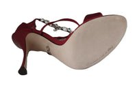 Red Satin Crystals Keira Sandals Heels Shoes