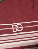 Cotton Burgundy Striped DG Logo Polo  T-shirt