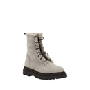 Gray Rubber Lace-Up Boots