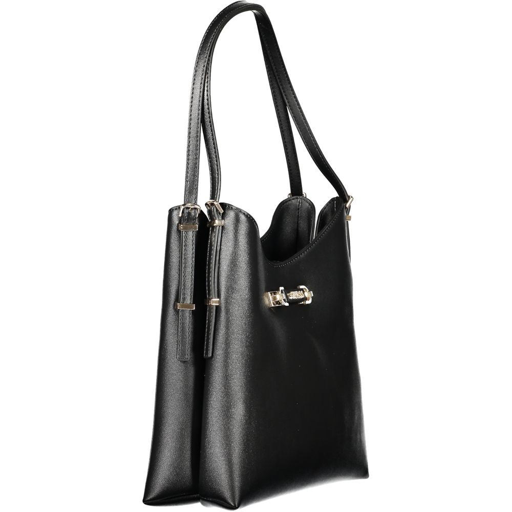 Black Polyurethane Women Handbag