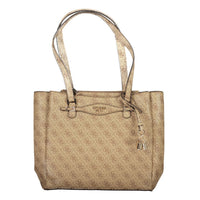 Beige Polyurethane Women Handbag