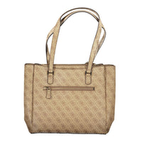 Beige Polyurethane Women Handbag