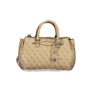 Beige Polyurethane Women Handbag