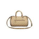 Beige Polyurethane Women Handbag