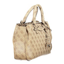 Beige Polyurethane Women Handbag