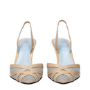 Beige Leather Stiletto Heel Sandals
