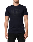 Dark Blue Cotton DG Logo Print Men’s Top T-shirt
