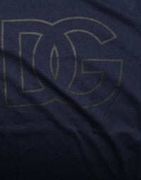 Dark Blue Cotton DG Logo Print Men’s Top T-shirt