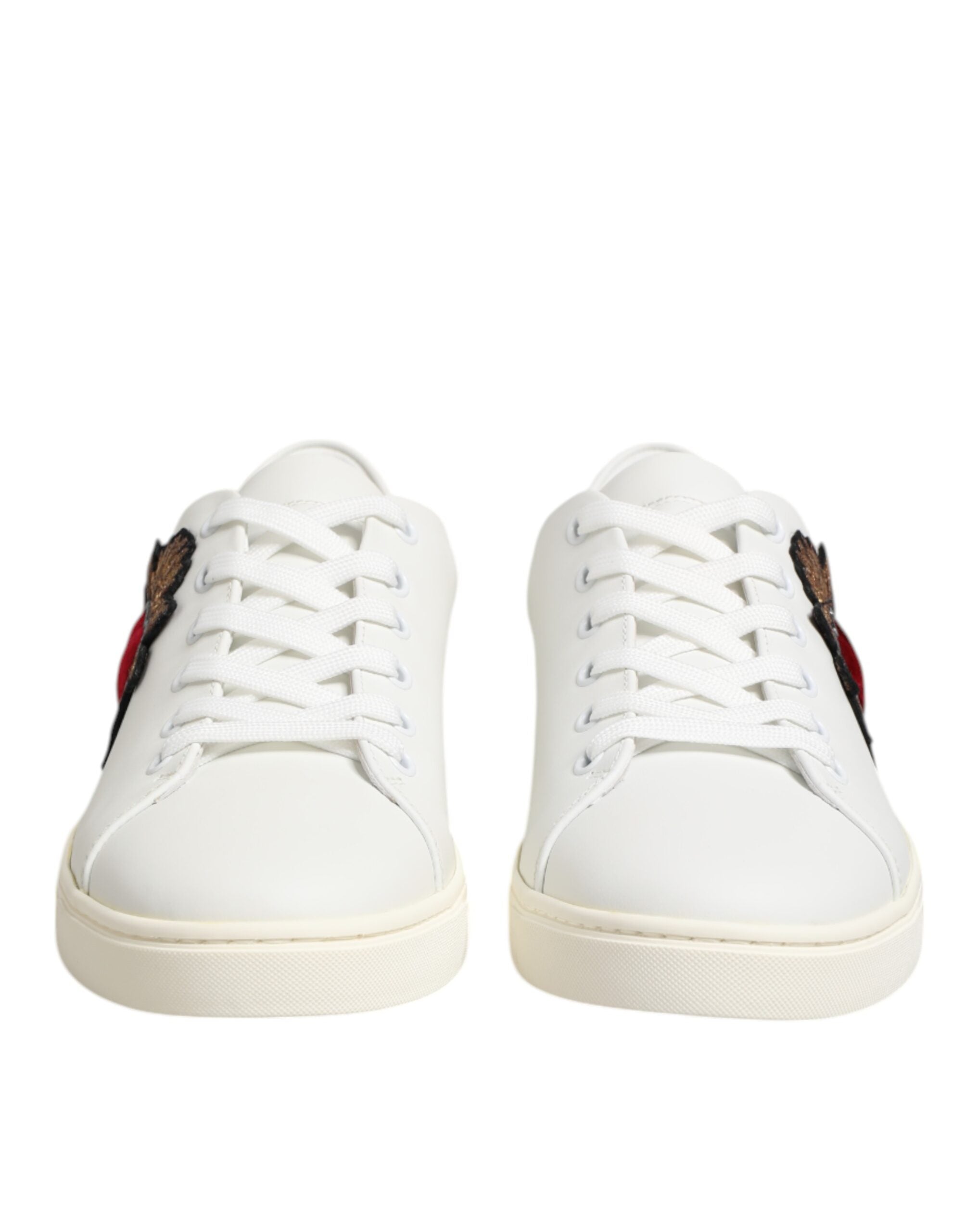 White Leather Sacred Heart Patch Sneakers Shoes