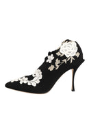 Black White Embroidered Jersey Stiletto Boots Shoes