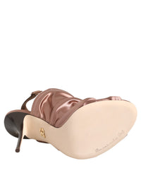 Bronze Satin Ruched Slingback Sandals Shoes