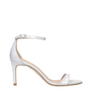 White Leather Stiletto Heel Sandals