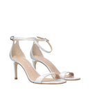 White Leather Stiletto Heel Sandals