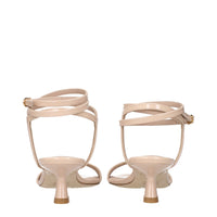 Beige Leather Stiletto Heel Sandals