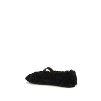 Black Fur Ballet Flats