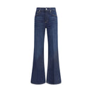 Blue Cotton Flared Jeans